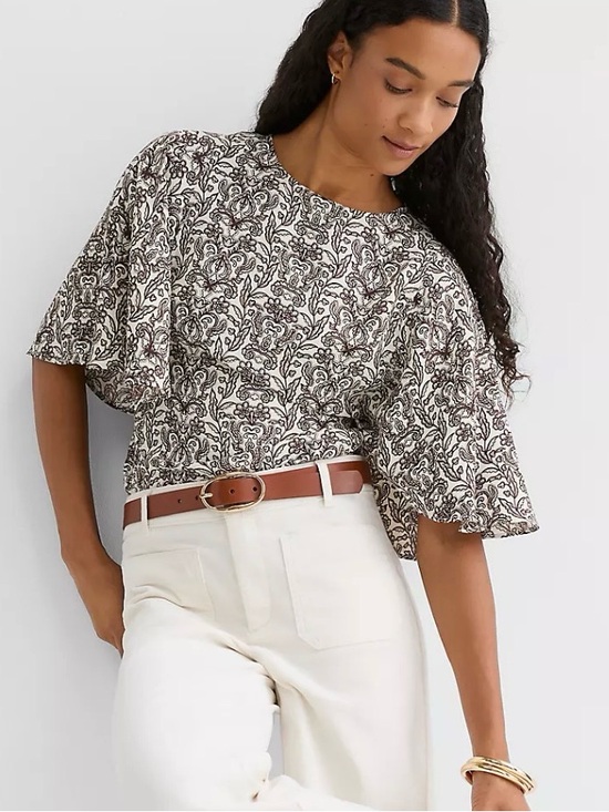LOFT Tops - Lace Garden Cape Sleeve Top